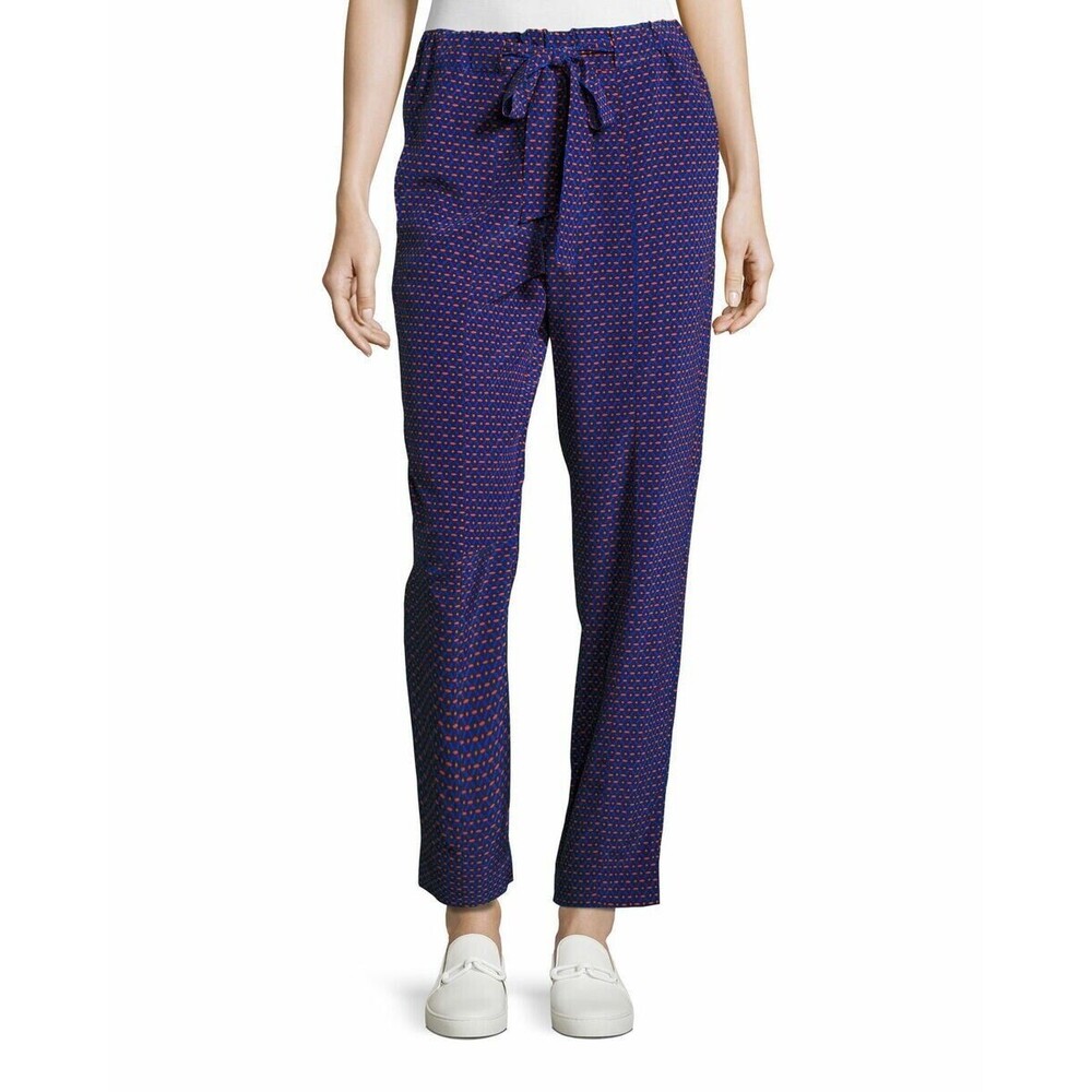 TORY BURCH Talia Silk Pull On Pajama Style Relaxed Pants Blue Red Size 2